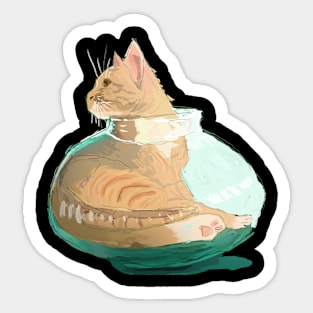 Cat in a Bowl Sticker